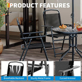 6 Pieces Outdoor Dining Set With Umbrella, Patio Table and 4 Folding Chairs With Umbrella, Garden Patio Furniture Set With Umbrellas, Tempered Glass Top Dining Table