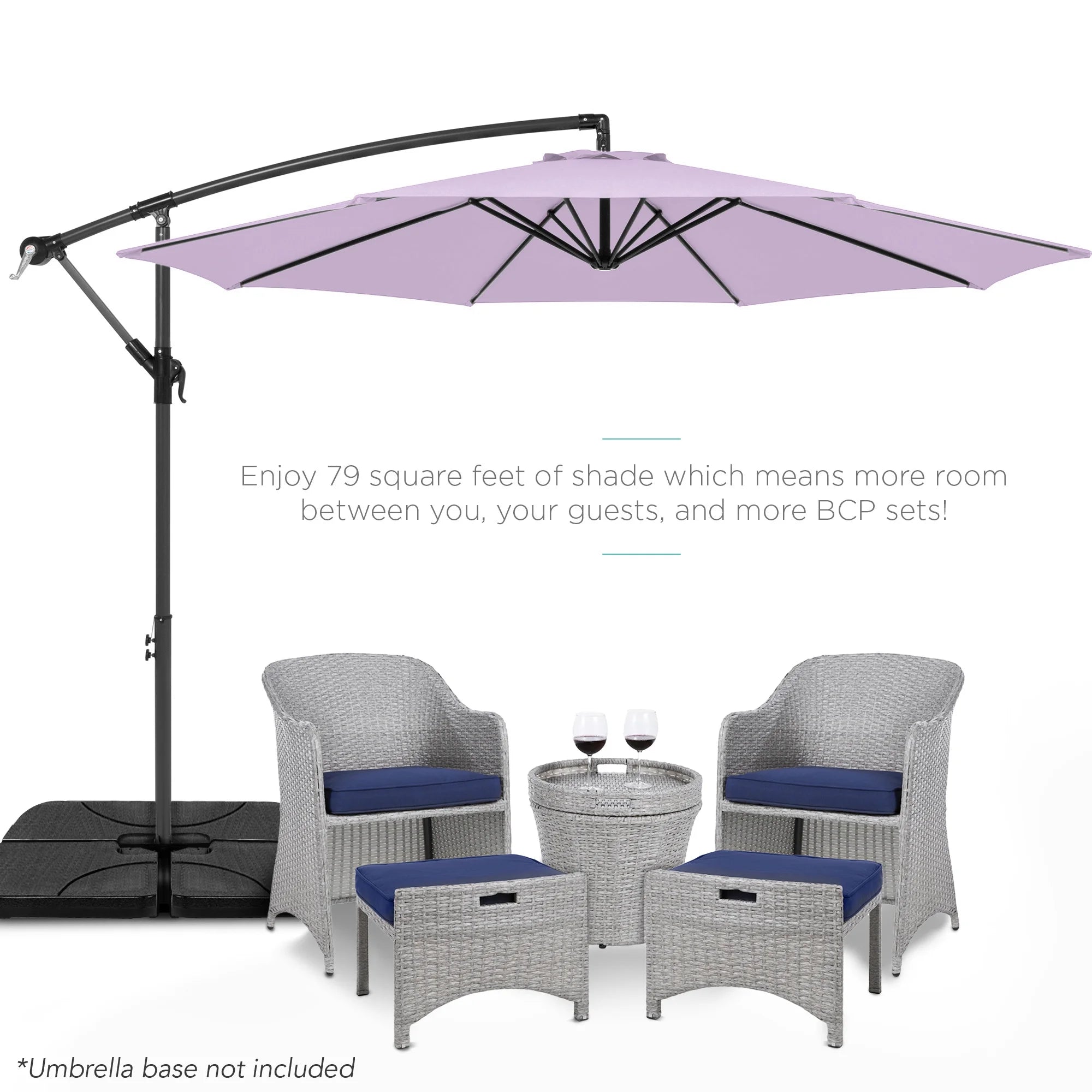 Best Choice Products 10ft Offset Hanging Outdoor Market Patio Umbrella w/ Easy Tilt Adjustment - Tan