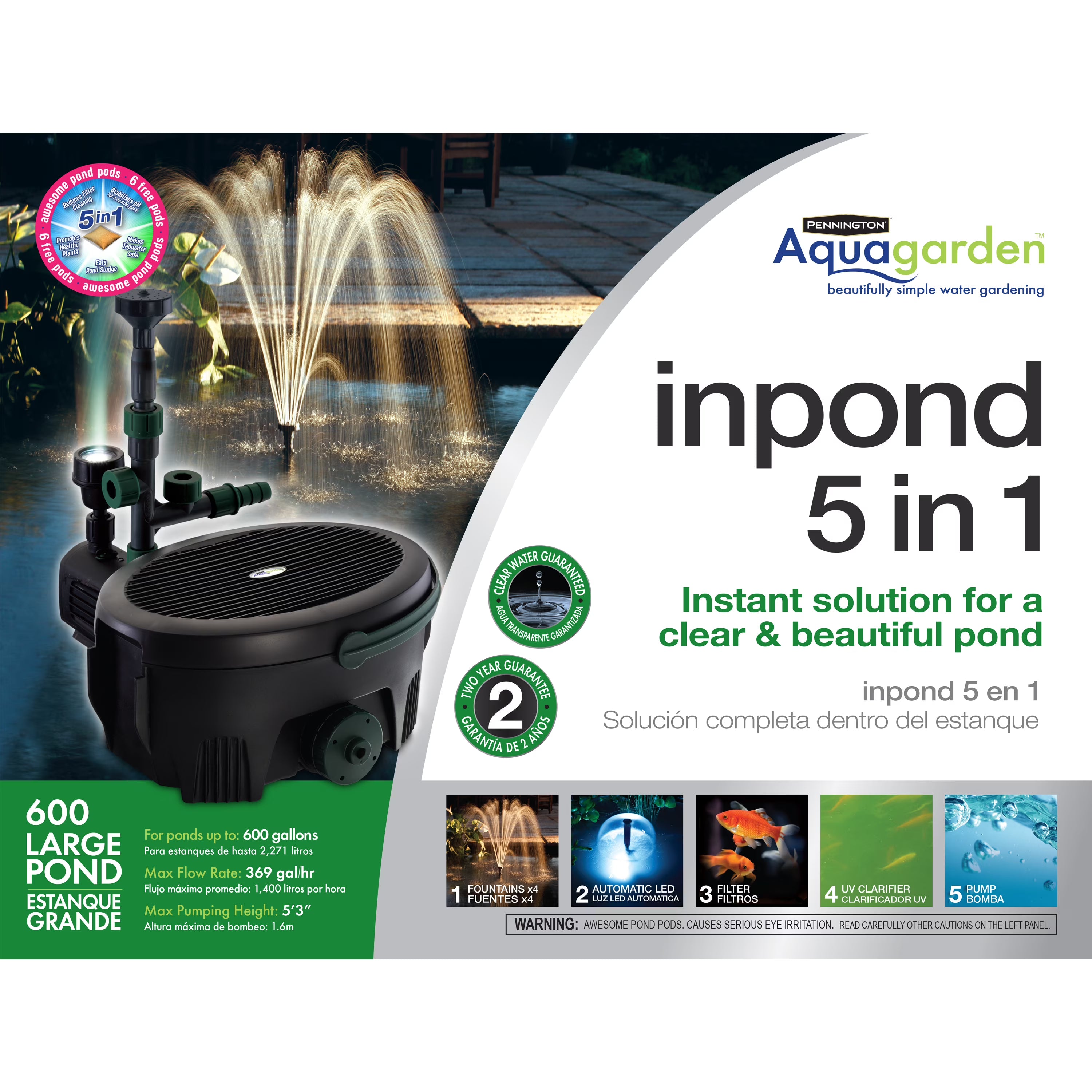 Aqua Garden All-in-One Kit 369-GPH Electric Submersible Pond Pump, Model# 100541845