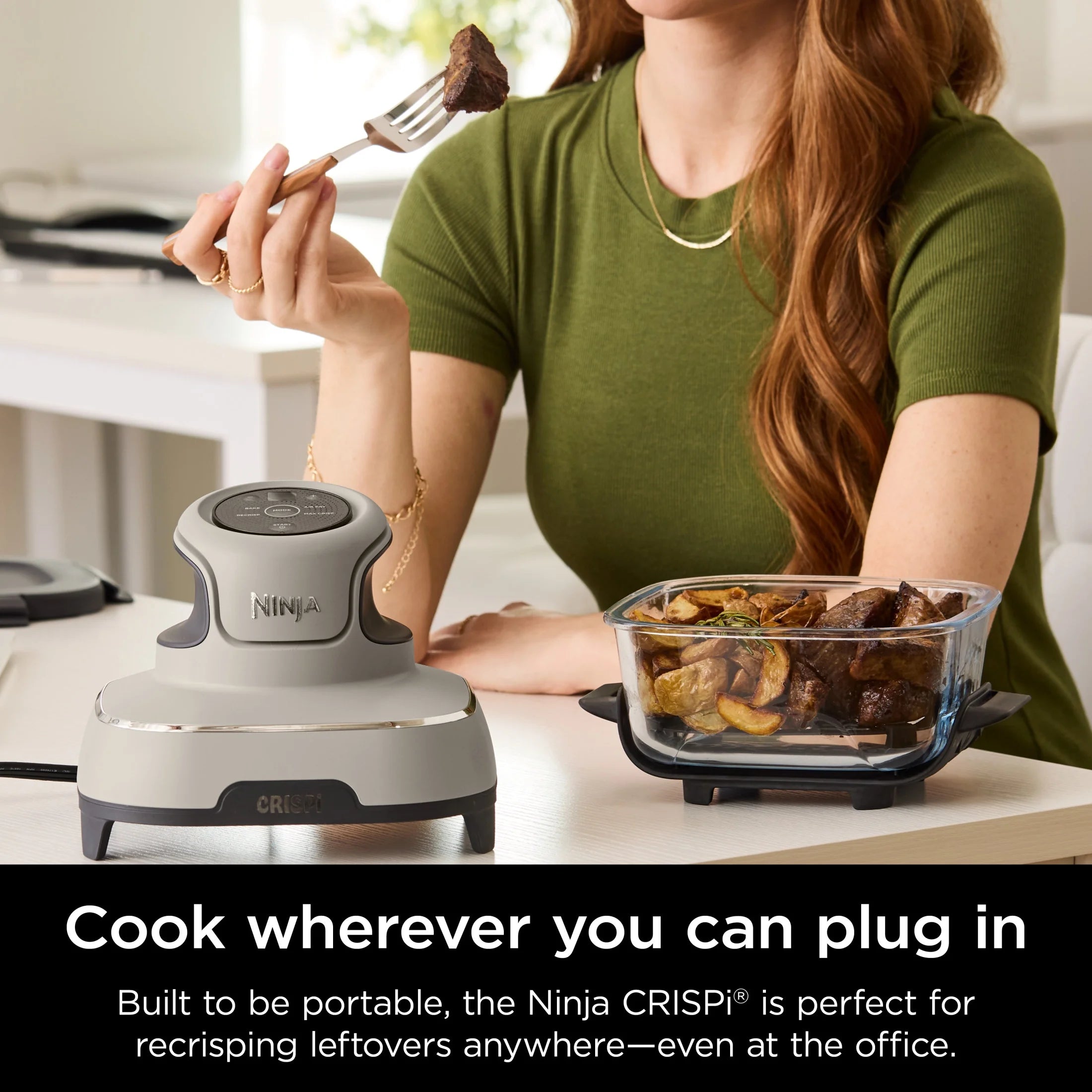 Ninja Crispi 4-in-1 Portable Glass Air Fryer Cooking System, 4-Qt & 6-Cup Containers, Cyberspace