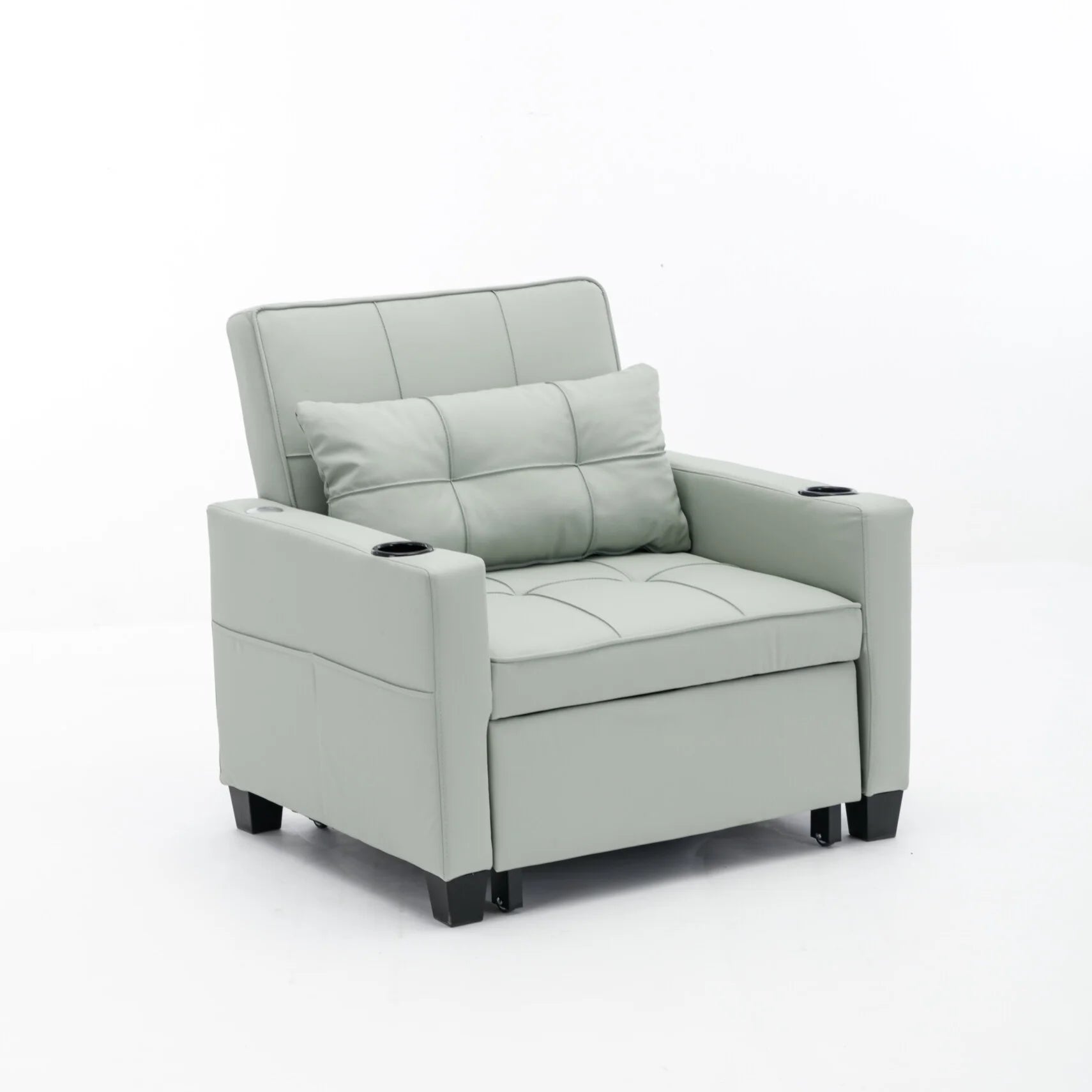 Convertible Futon Sofa Bed, 3-in-1 Multi-Functional Sleeper Chair Bed with USB Ports, Adjustable Backrest Recliner,for Living Room Bedroom Small Space, Tech Cloth, Dark Grey