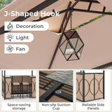 Costway 3 PCS Patio Bar Set with Tempered Glass Bar Table Metal Storage Shelves for Garden Grey