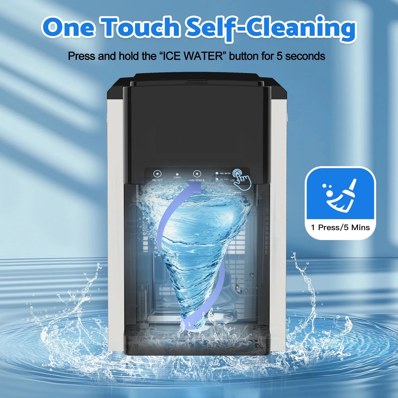 Advwin 3 in 1 Water Dispenser with Ice Maker Countertop, Bullet Ice, Crushed Ice, Water Cooler, 44Lbs/24H, 12 Ice Cube/6Min, Self-cleaning, 4Lbs Ice Storage, Home, Kitchen, Party, RV