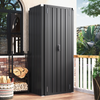 Outdoor Storage Cabinet for Garden & Patio, a Metal Organizer with Doors and Shelves in Gray