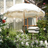 6 Ft Fringe Patio Umbrella with Tassel Jazz Age Wood UPF50+ for Outdoor, Beige with gold tassel,Model: JZ6-01