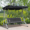 3 Person Patio Swing Seats, Porch Swing with Stand & Adjustable Canopy, Heavy Duty Outdoor Swing Chair Bench for Adults, Black