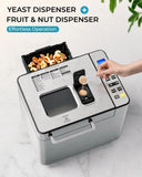 Simzlife 25-in-1 Bread Maker Machine, 2LB Capacity for Dough & Bread with Automatic Fruit and Nut Dispenser, Stainless Steel Construction