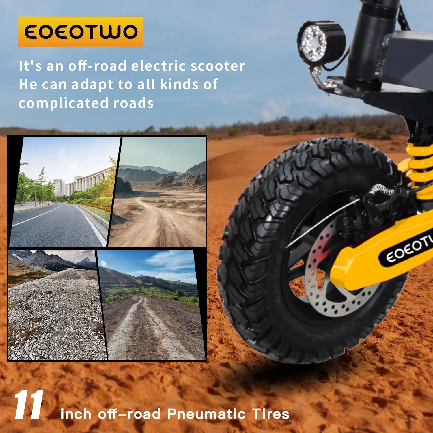 Off Road Electric Scooter for Adults, 1200W Motor Fast E Scooter, Up to 28MPH Top Speed & 20Miles Long Range, 11" Off-Road Tires, 330lbs MAX Load, Foldable