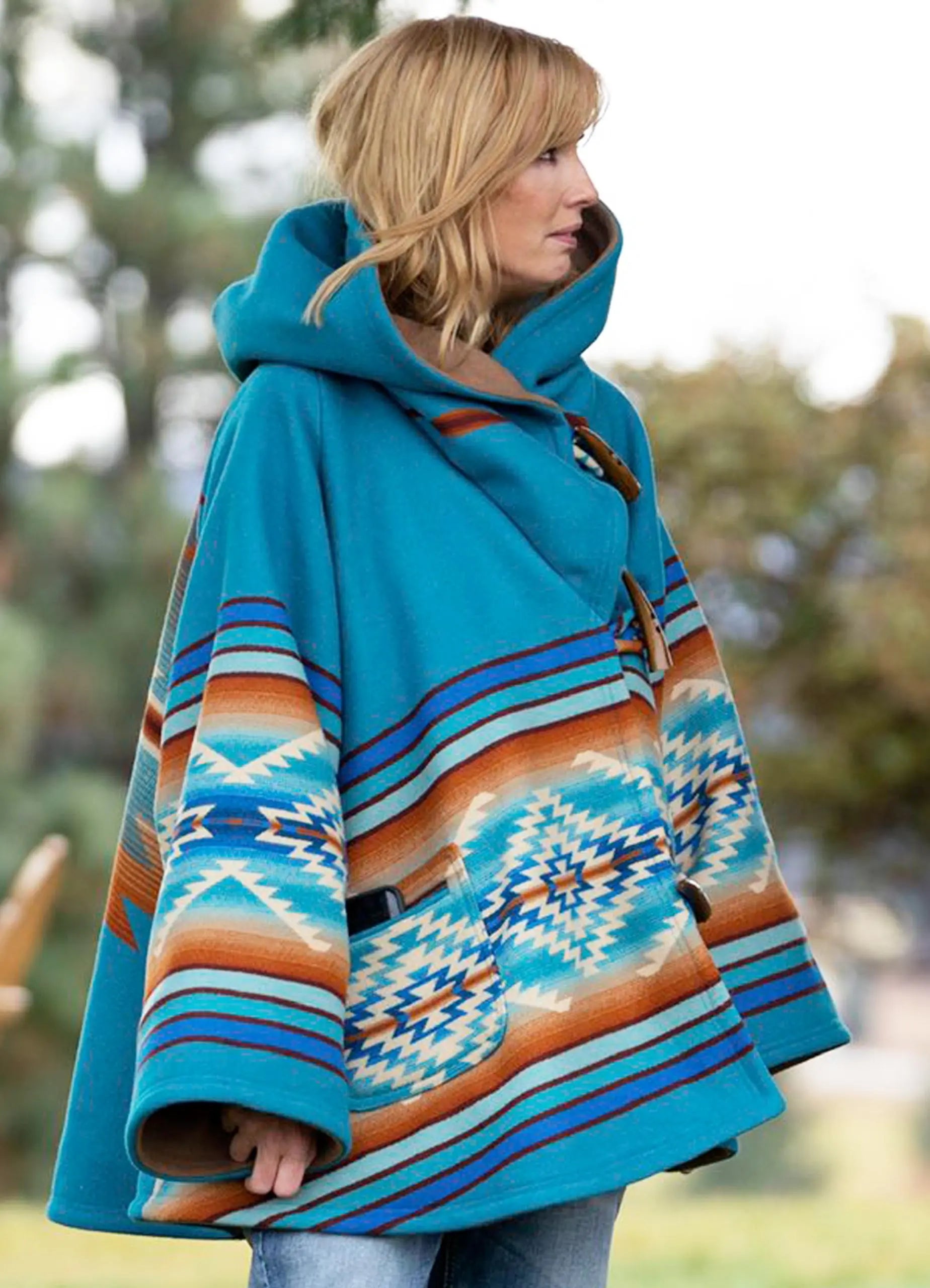 Yellowstone Beth Dutton Blue Hooded Coat
