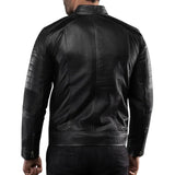 Men's Real Sheepskin Black Cafe Racer Leather Jacket