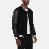 Mens Black Wool Varsity Jacket