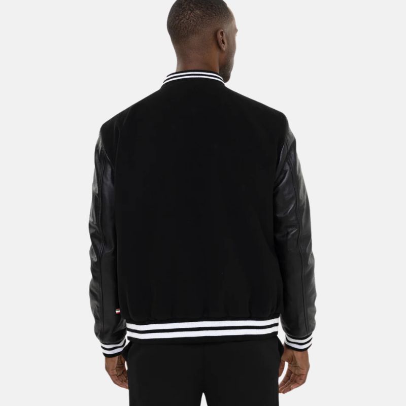 Mens Black Wool Varsity Jacket