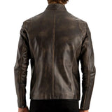 Men’s Distressed Brown Cafe Racer Leather Jacket