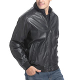 Men's Black Real sheepskin Bomber Leather Jacket