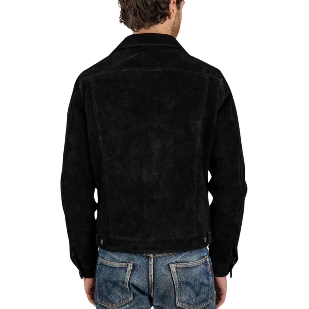 Arlen Black Trucker Suede Leather Jacket
