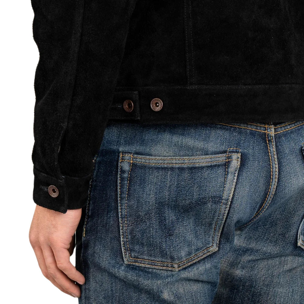 Arlen Black Trucker Suede Leather Jacket