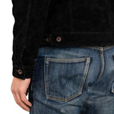 Arlen Black Trucker Suede Leather Jacket
