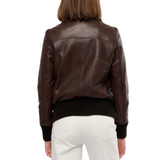 Womens Real Aviator Brown Leather Bomber Jacket