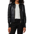 Women's Black Bomber High Neck Style Leather Jacket