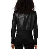 Women's Black Bomber High Neck Style Leather Jacket